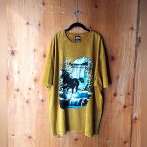 Icecream Gold Mountain Nature Running Horse Themed Cotton T-Shirt MN Size 3X NWT